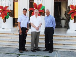 felix mercedes gqc country manager canadian ambassador georges boisse  julio espaillat gqc president  ceo at san juan de la maguana city hall